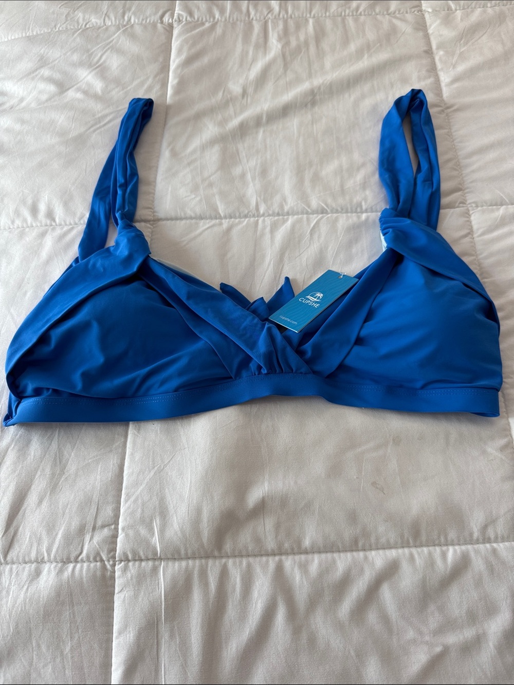 Cupshe Blue Knotted Bikini Top - XL